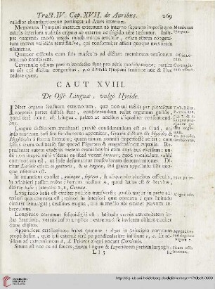 Caput XVIII: De Osse Linguae; vulgò Hyoide