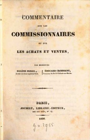 Commentaire sur les commissionnaires et sur les achats et ventes