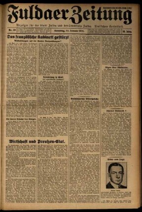 Ausgabe vom Samstag, den 24. Januar 1931.