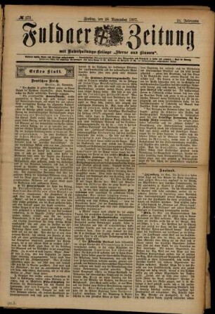 Erste Ausgabe vom Freitag, den 26. November 1897.