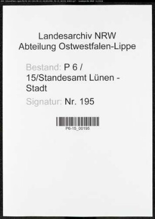 Sterberegister Standesamt Lünen