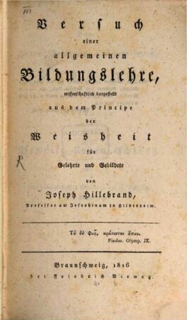 Versuch einer allgemeinen Bildungslehre