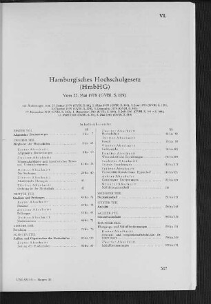 VI. Hamburgisches Hochschulgesetz (HmbHG)