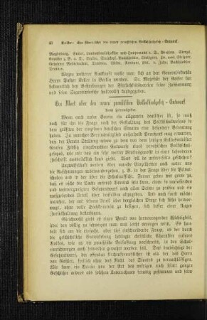 ¬Ein¬ Wort über den neuen preußischen Volksschulgesetz-Entwurf
