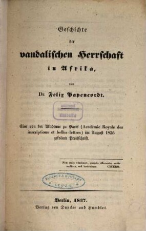 Geschichte der vandalischen Herrschaft in Afrika