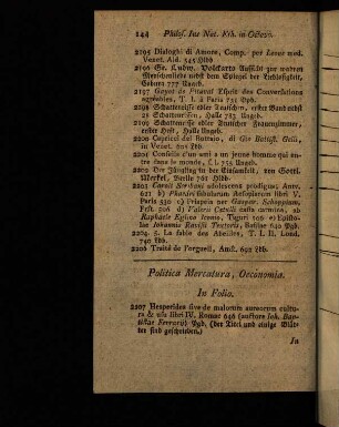 144-149, Politica Mercatura, Oeconomia.