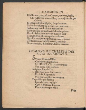 Hymnus De Christo Dei Filio Incarnato.
