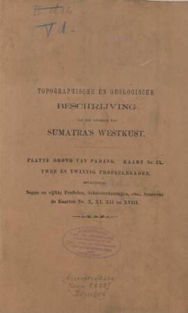 Atlas: Topographische en geologische beschrijving van een gedeelte van Sumatra's westkust