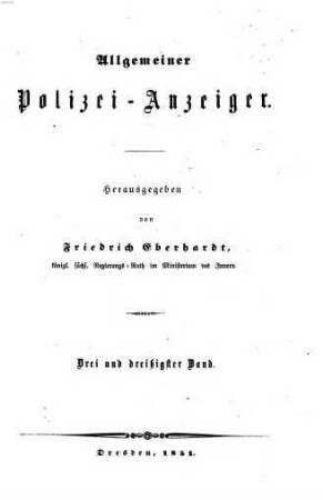 Allgemeiner Polizei-Anzeiger. 33. 1851 = Juli - Dez.