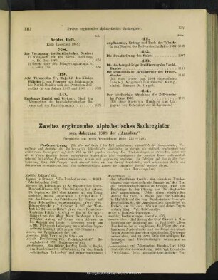 Zweites ergänzendes alphabetisches Sachregister