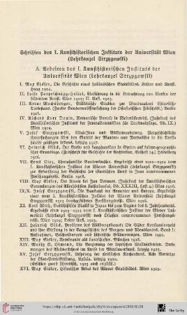 Schriften des I. Kunsthistorischen Instituts der Universität Wien