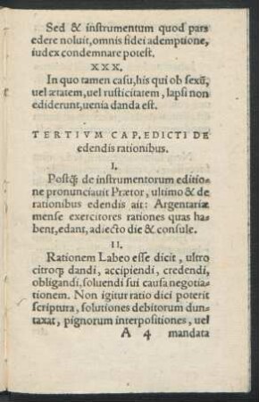 Tertium Cap. Edicti De edendis rationibus.