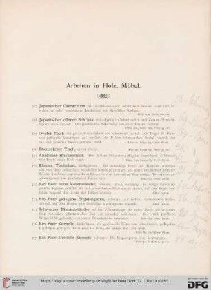 Arbeiten in Holz, Möbel (Nr. 367-402)