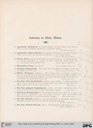 Arbeiten in Holz, Möbel (Nr. 367-402)