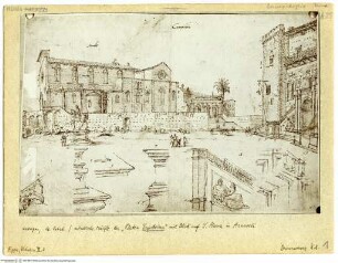 Der Kapitolsplatz in Rom mit Santa Maria in Aracoeli und Senatorenpalast