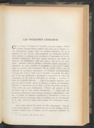 Las vocaciones literarias