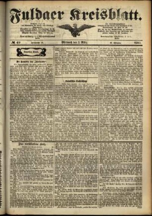 Zweite Ausgabe vom Mittwoch, den 02. März 1910.