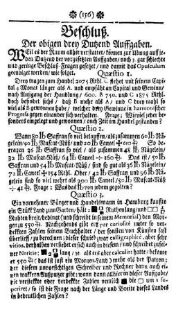 Beschluß. Der obigen drey Dutzend Auffgaben
