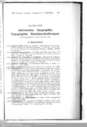 XXII. Astronomie. Geographie. Topographie. Reisebeschreibungen