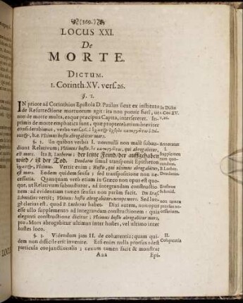Locus XXI. De Morte.