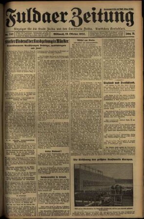 Erste Ausgabe vom Mittwoch, den 19. Oktober 1932.