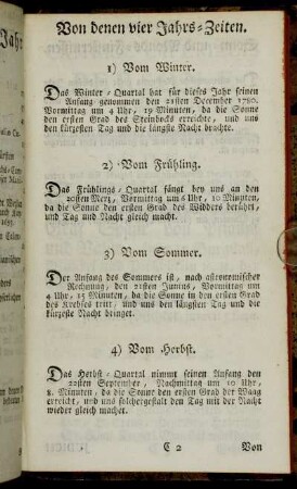 Von denen vier Jahrs-Zeiten.