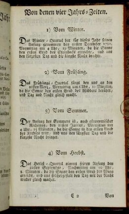 Von denen vier Jahrs-Zeiten.
