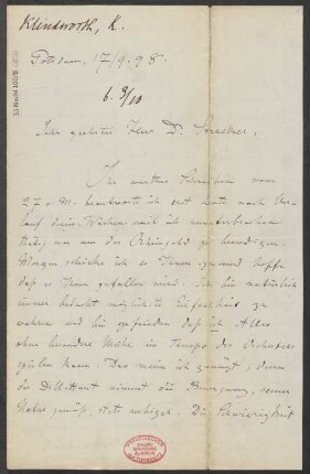 Brief an B. Schott's Söhne : 17.09.1898