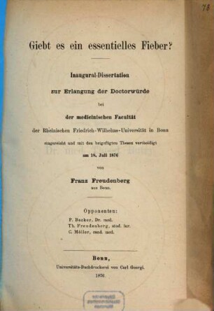 Giebt es ein essentielles Fieber?