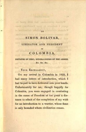 Journal of a residence and travels in Colombia during the years 1823 and 1824 : with a map of Colombia and figures. 1