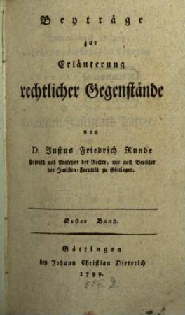 Beyträge zur Erläuterung rechtlicher Gegenstände, 1