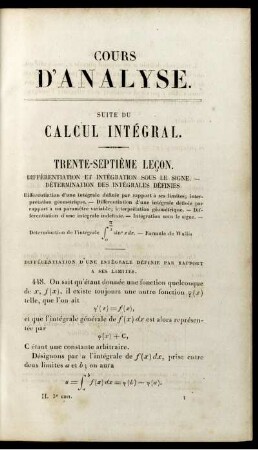Différentiation et intégration sous le signe ... Suit de la dètermination des intégrales définies ... Intégration des différentielles totales et des èquations différentielles ...