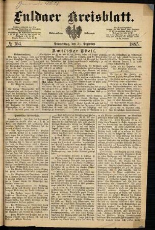 Ausgabe vom Donnerstag, den 31. Dezember 1885.