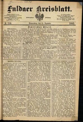 Ausgabe vom Donnerstag, den 31. Dezember 1885.
