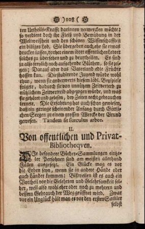 II. Von offentlichen und Privat-Bibliothequen.