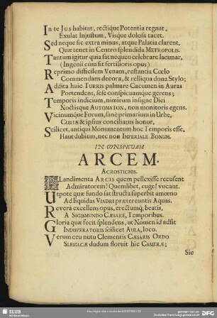In Conspicuam Arcem. Acrostichis
