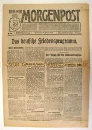 Tageszeitung "Berliner Morgenpost" über das "deutsche Friedensprogramm"
