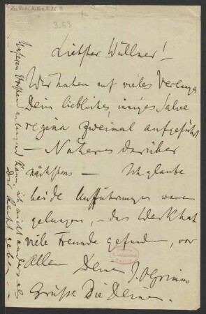 Brief an Franz Wüllner : 03.1863