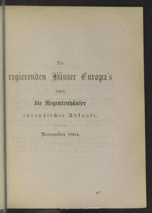 Regentenhäuser Europas