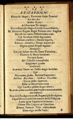 Epitaphium! Alexandri Magni [...]