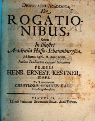 Diss. acad. de rogationibus