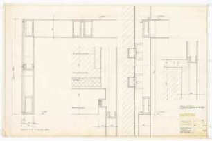 Hochschulbibliothek, Karlsruhe Neubau: Haupteingang Vordach Schematische Details für Alukonstruktion, 1:1