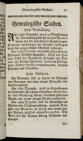 Genealogische Sachen.