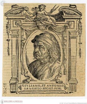 Giorgio Vasari: Delle vite de' più eccellenti pittori, scultori et architetti, In questa nuova edizione diligentemente reviste, ricorette, accresciute (...). Parte terza, Primo volume. Bologna: Evangelista Dozza, 1647, Giuliano oder Antonio da Sangallo, Porträt
