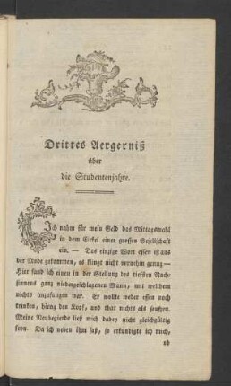 Drittes Aergerniß über die Studentenjahre