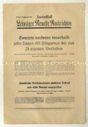 Sonderblatt der "Leipziger Neuesten Nachrichten" zum Kriegsverlauf an der Ostfront und in Nordafrika
