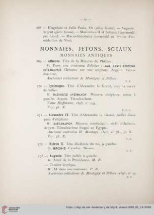 Monnaies Antiques (Nr. 269 - 280)