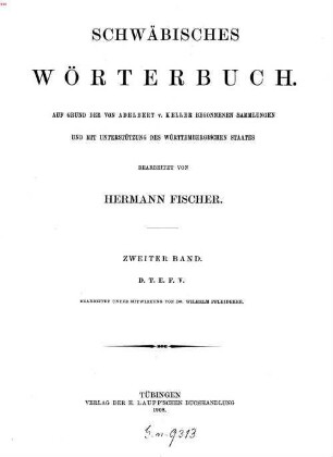 Schwäbisches Wörterbuch, 2. D, T, E, F, V