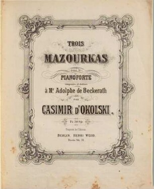 Trois mazourkas pour le pianoforte