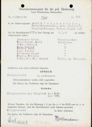 Klingenstein, Adolf